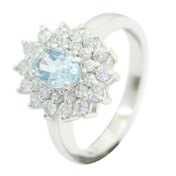 Blue Topaz Halo Moroccan Sterling Silver Blue Gems Slim Artisan Ring Jewellery