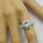 Blue Topaz Halo French 925 Silver Blue Gemstones Edgy Abstract Ring Jewelry