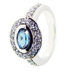 Blue Topaz Halo Egyptian 925 Sterling Silver Blue Gems Eye catching Contemporary Ring Jewellery