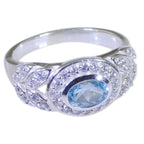 Blue Topaz Halo Egyptian 92.5 Silver Blue Gemstones Classic Glamorous Ring Jewelry