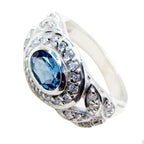 Blue Topaz Halo Egyptian 92.5 Silver Blue Gemstones Classic Glamorous Ring Jewelry
