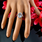 Blue Topaz Halo African 925 Sterling Silver Blue Gemstone Featherlight Trendy Ring Jewelry