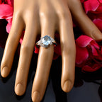 Blue Topaz Halo Egyptian 92.5 Silver Blue Gemstones Slim Cultural Ring Jewelry