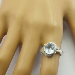 Blue Topaz Halo Egyptian 92.5 Silver Blue Gemstones Slim Cultural Ring Jewelry