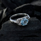 Blue Topaz Halo Turkish 925 Silver Blue Gemstone Whisper thin Fairytale Ring Jewelry