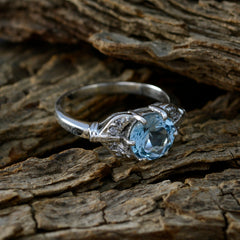 Blue Topaz Halo Turkish 925 Silver Blue Gemstone Whisper thin Fairytale Ring Jewelry