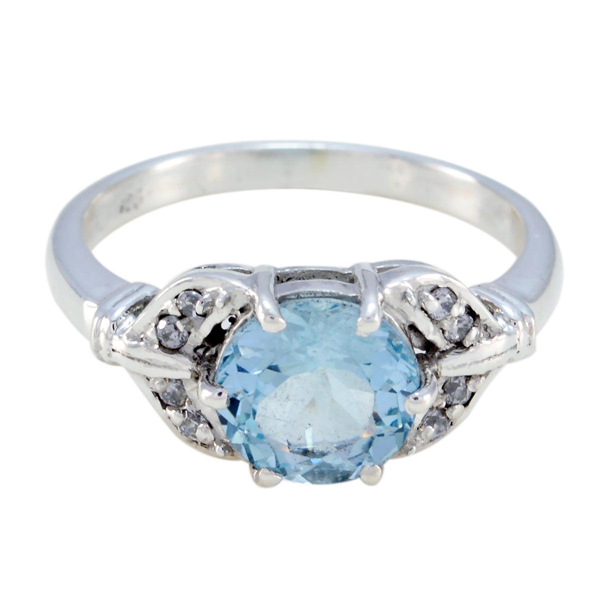 Blue Topaz Halo Turkish 925 Silver Blue Gemstone Whisper thin Fairytale Ring Jewelry Huvudsaklig produktbild