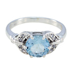 Blue Topaz Halo Turkish 925 Silver Blue Gemstone Whisper thin Fairytale Ring Jewelry