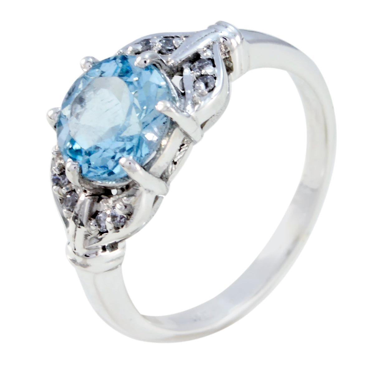 Blauwe Topaas Halo Turks 925 Zilver Blauwe Edelsteen Fluisterdunne Sprookjesachtige Ring Sieraden Secundaire afbeelding