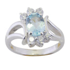Blue Topaz Halo Moroccan 925 Sterling Silver Blue Gemstones Featherlight Feminine Ring Jewellery
