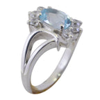 Blue Topaz Halo Moroccan 925 Sterling Silver Blue Gemstones Featherlight Feminine Ring Jewellery