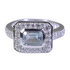 Blue Topaz Halo African Sterling Silver Blue Gemstones Classic Romantic Ring Jewellery