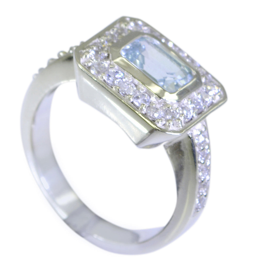 Blue Topaz Halo African Sterling Silver Blue Gemstones Classic Romantic Ring Jewellery