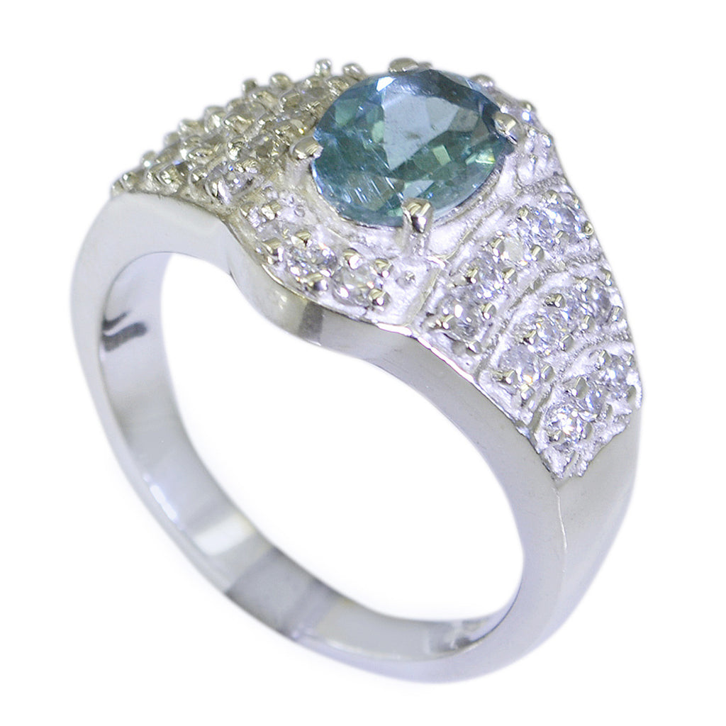 Blue Topaz Halo Indian Sterling Silver Blue Gems Mid weight Romantic Ring Jewelry