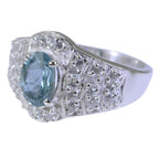Blue Topaz Halo Indian Sterling Silver Blue Gems Mid weight Romantic Ring Jewelry