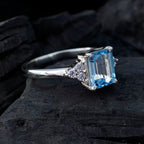 Blue Topaz Halo Russian Silver Blue Gems Tiny Modern Ring Jewellery