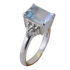 Blue Topaz Halo Russian Silver Blue Gems Tiny Modern Ring Jewellery