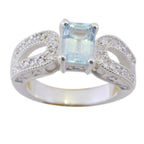 Blue Topaz Halo Egyptian 92.5 Silver Blue Gems Eye catching Modern Ring Jewelry
