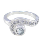 Blue Topaz Halo German 925 Silver Blue Gems Tiny Cultural Ring Jewellery