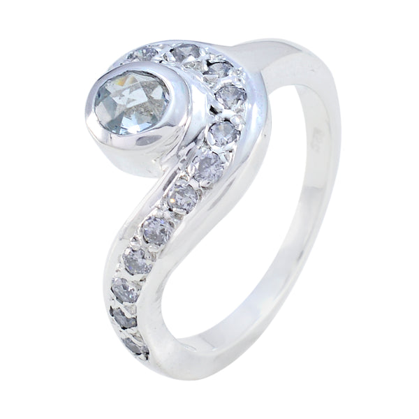 Blue Topaz Halo German 925 Silver Blue Gems Tiny Cultural Ring Jewellery
