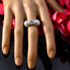 Blue Topaz Halo Russian Silver Blue Gemstone Tiny Artisan Ring Jewellery