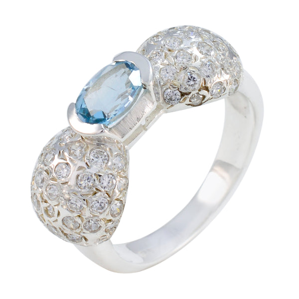 Blue Topaz Halo Russian Silver Blue Gemstone Tiny Artisan Ring Jewellery