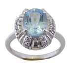 Blue Topaz Halo German 925 Silver Blue Gemstones Featherlight Romantic Ring Jewellery