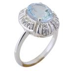 Blue Topaz Halo German 925 Silver Blue Gemstones Featherlight Romantic Ring Jewellery