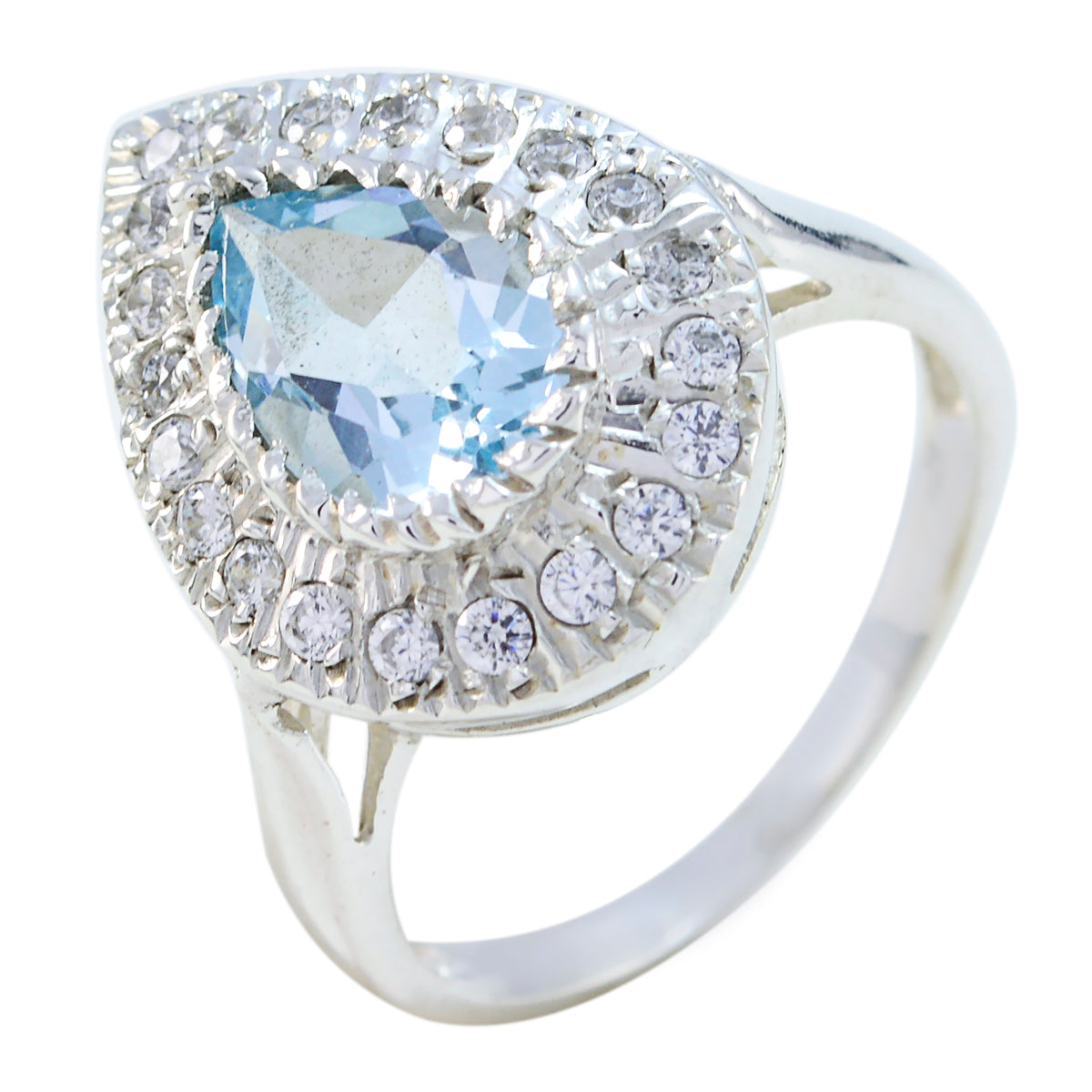 Blue Topaz Halo Egyptian 925 Silver Blue Gemstone Tiny Fairytale Ring Jewelry Hoofdafbeelding