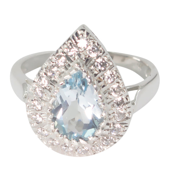 Blue Topaz Halo Egyptian 925 Silver Blue Gemstone Tiny Fairytale Ring Jewelry