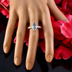 Blue Topaz Halo Turkish 92.5 Silver Blue Gems Dainty Feminine Ring Jewellery