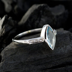 Blue Topaz Halo Turkish 92.5 Silver Blue Gems Dainty Feminine Ring Jewellery