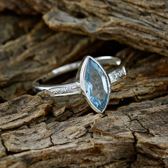 Blue Topaz Halo Turkish 92.5 Silver Blue Gems Dainty Feminine Ring Jewellery