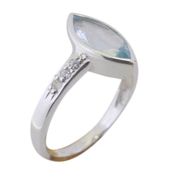 Blue Topaz Halo Turkish 92.5 Silver Blue Gems Dainty Feminine Ring Jewellery