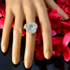 Blue Topaz Halo African Silver Blue Gemstone Eye catching Trendy Ring Jewelry
