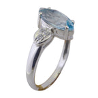 Blue Topaz Halo American 925 Sterling Silver Blue Gemstones Dainty Graceful Ring Jewelry