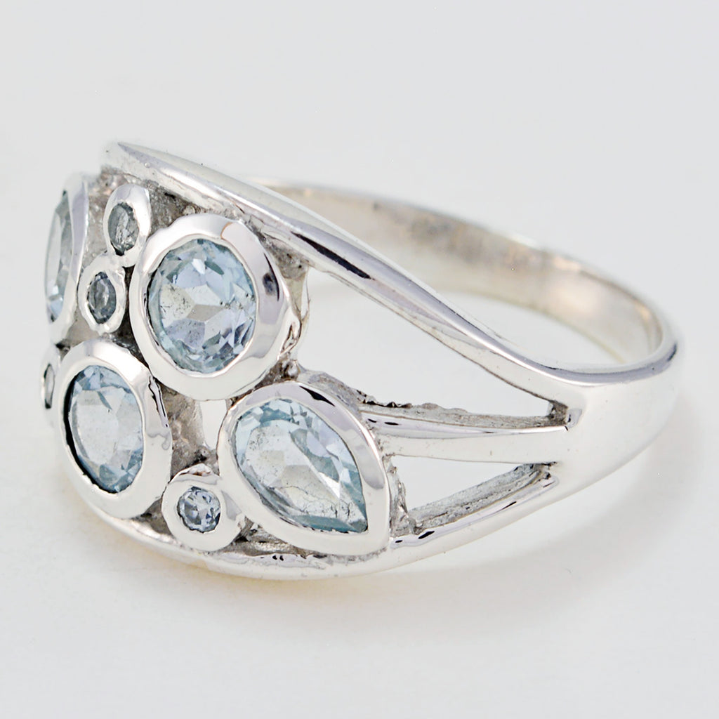Blue Topaz quarter Egyptian 925 Sterling Silver Blue Gemstones Minimal Feminine Ring Jewellery