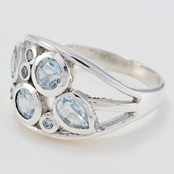 Blue Topaz quarter Egyptian 925 Sterling Silver Blue Gemstones Minimal Feminine Ring Jewellery