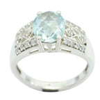 Blue Topaz Halo French Silver Blue Gems Minimal Abstract Ring Jewelry