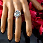 Blue Topaz Halo German 925 Silver Blue Gemstones Eye catching Modern Ring Jewelry