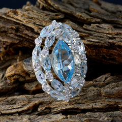 Blue Topaz multiple French 925 Sterling Silver Blue Gemstone Essential  Contemporary Ring Jewelry
