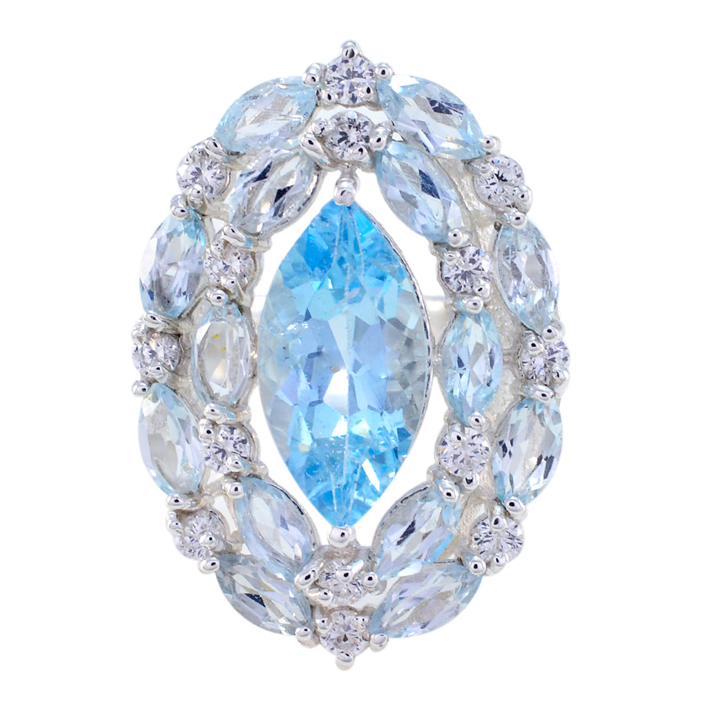 Blue Topaz multiple French 925 Sterling Silver Blue Gemstone Essential  Contemporary Ring Jewelry