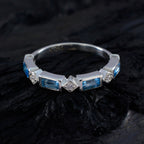Blue Topaz quarter American 925 Silver Blue Gems Dainty Trendy Band Jewellery