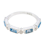 Blue Topaz quarter American 925 Silver Blue Gems Dainty Trendy Band Jewellery