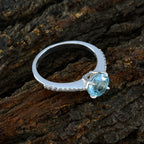 Blue Topaz Halo French Silver Blue Gemstone Featherlight Luxurious Ring Jewellery