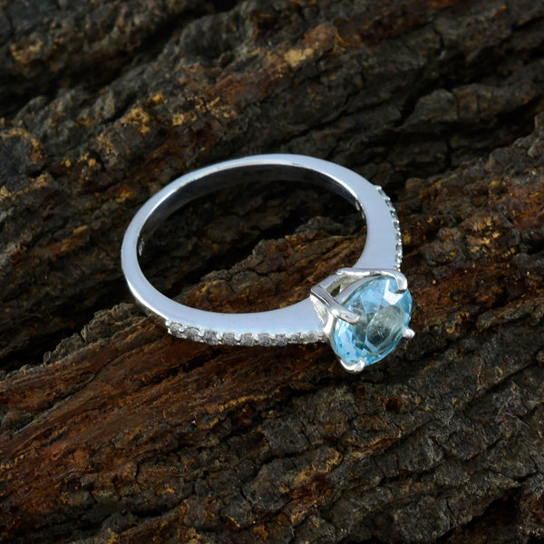 Blue Topaz Halo French Silver Blue Gemstone Featherlight Luxurious Ring Jewellery