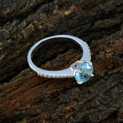 Blue Topaz Halo French Silver Blue Gemstone Featherlight Luxurious Ring Jewellery