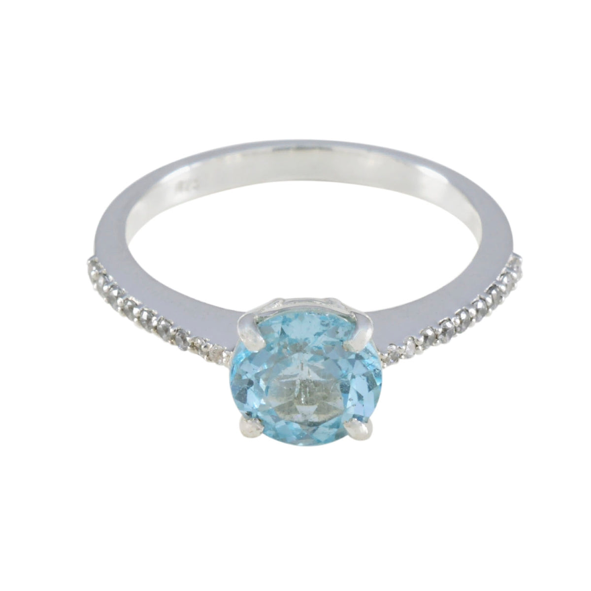 Blue Topaz Halo French Silver Blue Gemstone Featherlight Luxurious Ring Jewellery
