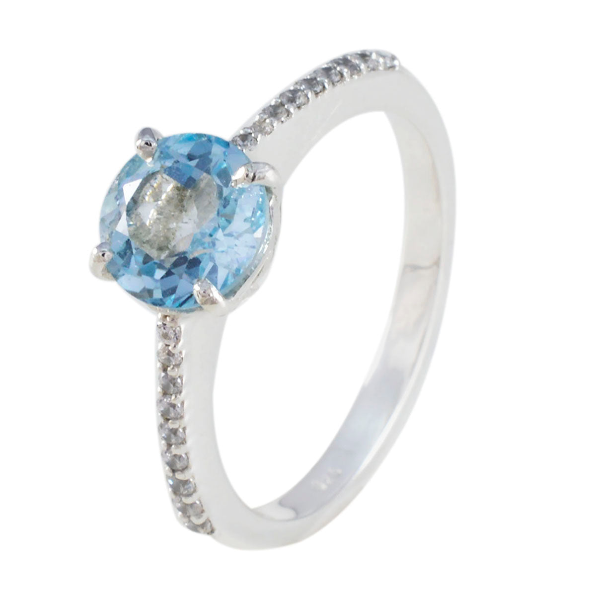 Blue Topaz Halo French Silver Blue Gemstone Featherlight Luxurious Ring Jewellery
