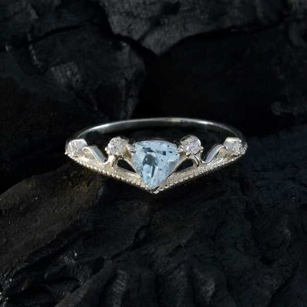 Blue Topaz Halo Japanese 925 Silver Blue Gems Elegant  Glamorous Ring Jewellery